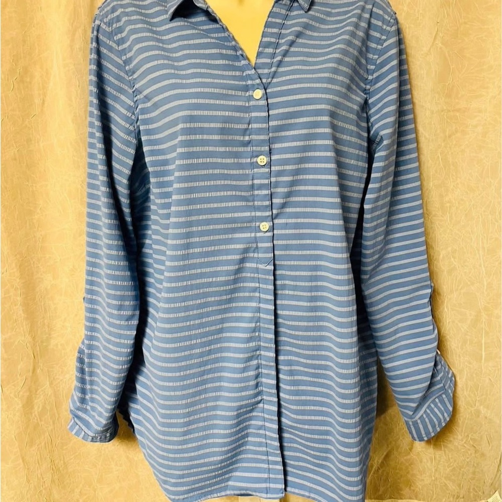 L.L. Bean Blue Striped Women's Top